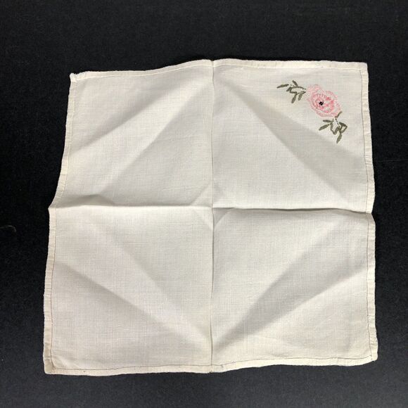 Vintage Small Table Topper Linens Blue and Pink Flowers Needlepoint Handmade 3pc - Picture 11 of 12